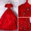 Victorian Style Red Dancing Prom Dresses 2021 Ball Gown High Neck Puffy Short Sleeve Beading Sequins Floor-Length / Long Ruffle Backless Formal Dresses