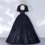 Victorian Style Black Dancing Prom Dresses 2021 Ball Gown High Neck Puffy Short Sleeve Beading Floor-Length / Long Ruffle Backless Formal Dresses