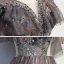 Bling Bling Grau Durchsichtige Ballkleider 2021 A Linie Off Shoulder Kurze Ärmel Perlenstickerei Pailletten Glanz Tülle Sweep / Pinsel Zug Rüschen Rückenfreies Festliche Kleider