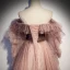 Two Tone Pearl Pink Glitter Prom Dresses 2021 A-Line / Princess Off-The-Shoulder Long Sleeve Beading Sweep Train Ruffle Backless Formal Dresses
