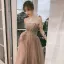 Elegant Champagne Ballkjoler 2021 Prinsesse Kjæreste Korte Ermer Beading Paljetter Lange Buste Ryggløse Formelle Kjoler