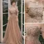 Elegant Champagne Ballkjoler 2021 Prinsesse Kjæreste Korte Ermer Beading Paljetter Lange Buste Ryggløse Formelle Kjoler