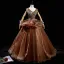 Haut de Gamme Marron Dansant Robe De Bal 2021 Robe Boule V-Cou Sans Manches Appliques En Dentelle Perlage Paillettes Longue Volants Dos Nu Robe De Ceremonie