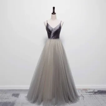 Meilleur Gris Dansant Robe De Bal 2021 Princesse Bretelles Spaghetti Sans Manches Perlage Paillettes Longue Volants Dos Nu Robe De Ceremonie