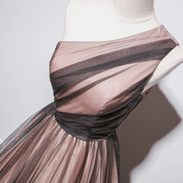Fashion Black Brown Dancing Prom Dresses 2021 A-Line / Princess One-Shoulder Sleeveless Floor-Length / Long Ruffle Backless Formal Dresses