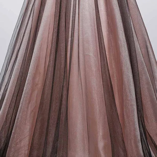 Fashion Black Brown Dancing Prom Dresses 2021 A-Line / Princess One-Shoulder Sleeveless Floor-Length / Long Ruffle Backless Formal Dresses