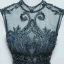 Haut de Gamme Bleu D'encre Transparentes Dansant Robe De Bal 2021 Princesse Col Haut Sans Manches Appliques En Dentelle Perlage Perle Longue Volants
