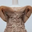 Chic / Beautiful Brown Dancing Prom Dresses 2021 A-Line / Princess See-through Scoop Neck Sleeveless Appliques Lace Beading Floor-Length / Long Ruffle Backless Formal Dresses