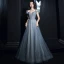 Bling Bling Océan Bleu Transparentes Dansant Robe De Bal 2021 Princesse De l'épaule Manches Courtes Perlage Paillettes Glitter Tulle Longue Volants Dos Nu Robe De Ceremonie