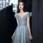 Bling Bling Océan Bleu Transparentes Dansant Robe De Bal 2021 Princesse De l'épaule Manches Courtes Perlage Paillettes Glitter Tulle Longue Volants Dos Nu Robe De Ceremonie