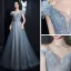 Bling Bling Océan Bleu Transparentes Dansant Robe De Bal 2021 Princesse De l'épaule Manches Courtes Perlage Paillettes Glitter Tulle Longue Volants Dos Nu Robe De Ceremonie