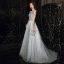 Bling Bling Grey Prom Dresses 2021 A-Line / Princess Deep V-Neck Sleeveless Beading Rhinestone Glitter Tulle Sweep Train Ruffle Backless Formal Dresses