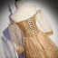 Gold Star Prom Dresses 2021 A-Line / Princess Off-The-Shoulder Puffy Long Sleeve Beading Floor-Length / Long Ruffle Backless Formal Dresses
