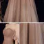 Sparkly Champagne Gradient-Farge Dancing Ballkjoler 2021 Prinsesse Kjæreste Korte Ermer Beading Glitter Tyll Lange Buste Ryggløse Formelle Kjoler