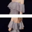 Chic / Beautiful Grey Glitter Prom Dresses 2021 A-Line / Princess Off-The-Shoulder Short Sleeve Beading Floor-Length / Long Ruffle Backless Formal Dresses