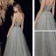 Élégant Vert Cendré Dansant Robe De Bal 2021 Princesse Bustier Sans Manches Perlage Glitter Tulle Longue Volants Dos Nu Robe De Ceremonie