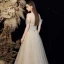 Best Champagne Grey Dancing Prom Dresses 2021 A-Line / Princess Spaghetti Straps Off-The-Shoulder Short Sleeve Beading Glitter Tulle Floor-Length / Long Ruffle Backless Formal Dresses
