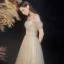 Best Champagne Grey Dancing Prom Dresses 2021 A-Line / Princess Spaghetti Straps Off-The-Shoulder Short Sleeve Beading Glitter Tulle Floor-Length / Long Ruffle Backless Formal Dresses