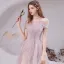 Bling Bling Blushing Pink Dancing Prom Dresses 2021 A-Line / Princess Off-The-Shoulder Short Sleeve Glitter Tulle Beading Floor-Length / Long Ruffle Backless Formal Dresses