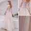 Bling Bling Blushing Pink Dancing Prom Dresses 2021 A-Line / Princess Off-The-Shoulder Short Sleeve Glitter Tulle Beading Floor-Length / Long Ruffle Backless Formal Dresses