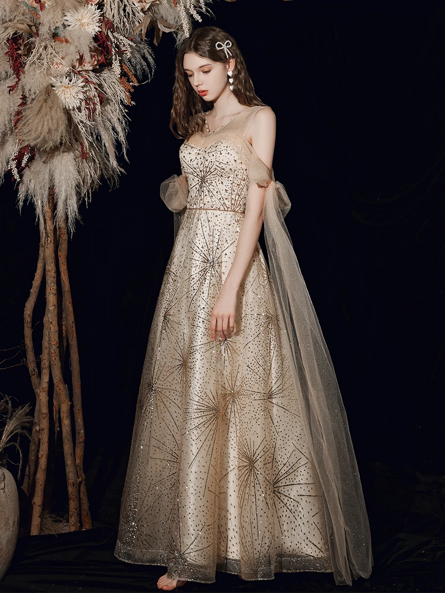 gold see through prom dress Shiny Beading One Shoulder Long Sleeve See Through Prom Dresses ,PD002 –  AlineBridal