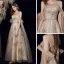Scintillantes Doré Robe De Bal 2021 Princesse Transparentes V-Cou Manches Courtes Perlage Paillettes Glitter Tulle Longue Volants Dos Nu Robe De Ceremonie