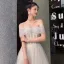 Elegant Champagne Grey Dancing Prom Dresses 2021 A-Line / Princess Off-The-Shoulder Short Sleeve Beading Glitter Tulle Floor-Length / Long Ruffle Backless Formal Dresses