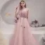 Meilleur Rougissant Rose Robe De Bal 2021 Princesse Bretelles Spaghetti Sans Manches Appliques En Dentelle Perlage Glitter Tulle Train De Balayage Volants Dos Nu Robe De Ceremonie