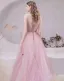Meilleur Rougissant Rose Robe De Bal 2021 Princesse Bretelles Spaghetti Sans Manches Appliques En Dentelle Perlage Glitter Tulle Train De Balayage Volants Dos Nu Robe De Ceremonie