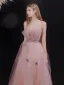 Meilleur Rougissant Rose Robe De Bal 2021 Princesse Bretelles Spaghetti Sans Manches Appliques En Dentelle Perlage Glitter Tulle Train De Balayage Volants Dos Nu Robe De Ceremonie