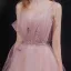 Meilleur Rougissant Rose Robe De Bal 2021 Princesse Bretelles Spaghetti Sans Manches Appliques En Dentelle Perlage Glitter Tulle Train De Balayage Volants Dos Nu Robe De Ceremonie
