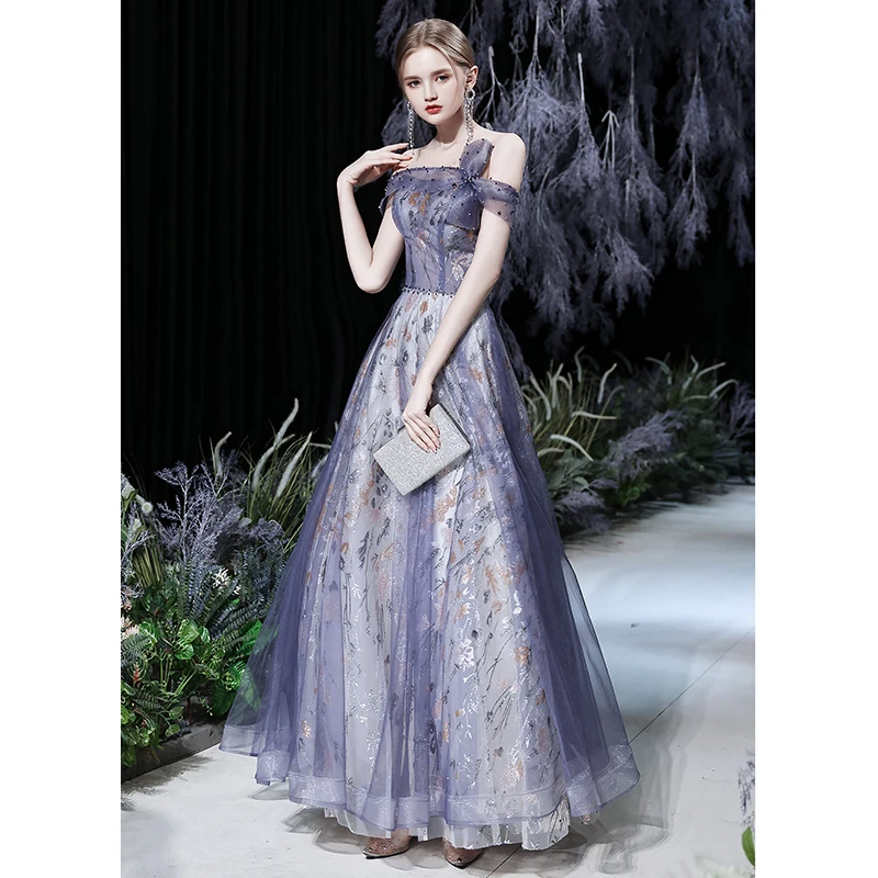 sachin and babi light blue dress Fancy Purple Prom Dresses 2021 A-Line Princess Off-The-Shoulder Short Sleeve Beading