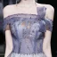 Fancy Purple Prom Dresses 2021 A-Line / Princess Off-The-Shoulder Short Sleeve Beading Glitter Printing Formal Dresses Ruffle Backless Floor-Length / Long