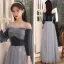 Affordable Navy Blue Bridesmaid Dresses 2021 A-Line / Princess Backless Star Sequins Sash Glitter Tulle Floor-Length / Long Ruffle