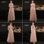 Affordable Pearl Pink Bridesmaid Dresses 2021 A-Line / Princess Backless Star Sequins Floor-Length / Long Ruffle