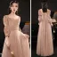 Affordable Pearl Pink Bridesmaid Dresses 2021 A-Line / Princess Backless Star Sequins Floor-Length / Long Ruffle
