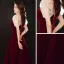 Vintage / Retro Burgundy Velour Winter Homecoming Graduation Dresses 2021 A-Line / Princess Square Neckline Puffy Short Sleeve Beading Floor-Length / Long Ruffle Backless Formal Dresses