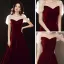 Vintage / Retro Burgundy Velour Winter Homecoming Graduation Dresses 2021 A-Line / Princess Square Neckline Puffy Short Sleeve Beading Floor-Length / Long Ruffle Backless Formal Dresses