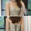 Elegant Sage Green See-through Dancing Prom Dresses 2021 A-Line / Princess High Neck Long Sleeve Beading Glitter Tulle Floor-Length / Long Ruffle Backless Formal Dresses