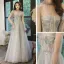 Elegant Sage Green See-through Dancing Prom Dresses 2021 A-Line / Princess High Neck Long Sleeve Beading Glitter Tulle Floor-Length / Long Ruffle Backless Formal Dresses