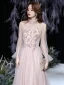 Meilleur Rougissant Rose Transparentes Dansant Robe De Bal 2021 Princesse Col Haut Manches Courtes Perlage Glitter Tulle Longue Volants Dos Nu Robe De Ceremonie