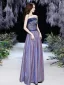 Bling Bling Purple Dancing Prom Dresses 2021 A-Line / Princess Strapless Sleeveless Sash Glitter Polyester Floor-Length / Long Ruffle Backless Formal Dresses