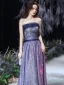 Bling Bling Purple Dancing Prom Dresses 2021 A-Line / Princess Strapless Sleeveless Sash Glitter Polyester Floor-Length / Long Ruffle Backless Formal Dresses