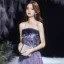 Bling Bling Purple Dancing Prom Dresses 2021 A-Line / Princess Strapless Sleeveless Sash Glitter Polyester Floor-Length / Long Ruffle Backless Formal Dresses