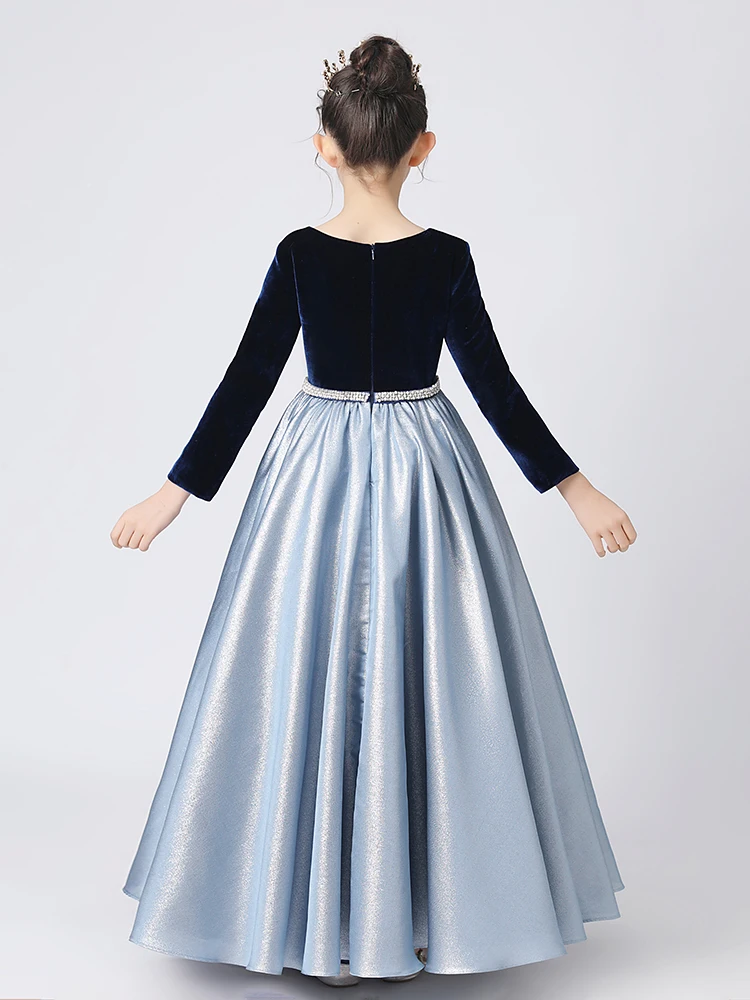 princess polly baby blue dress Two Tone Navy Blue Sky Blue Winter Birthday Flower Girl Dresses 2021 A-Line Princess