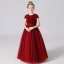 Fashion Navy Blue Birthday Flower Girl Dresses 2021 A-Line / Princess Scoop Neck Short Sleeve Sequins Sash Floor-Length / Long Ruffle