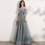Scintillantes Gris Étoile Robe De Bal 2021 Princesse De l'épaule Manches Courtes Paillettes Glitter Tulle Longue Volants Dos Nu Robe De Ceremonie