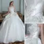 Luxe Blanche Satin La Mariée Robe De Mariée 2021 Robe Boule Bustier Sans Manches Dos Nu Perlage Paillettes Cathedral Train Volants