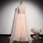 Fashion Blushing Pink Dancing Prom Dresses 2021 A-Line / Princess See-through Scoop Neck Sleeveless Appliques Lace Beading Floor-Length / Long Ruffle Backless Formal Dresses