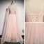 Fashion Blushing Pink Dancing Prom Dresses 2021 A-Line / Princess See-through Scoop Neck Sleeveless Appliques Lace Beading Floor-Length / Long Ruffle Backless Formal Dresses